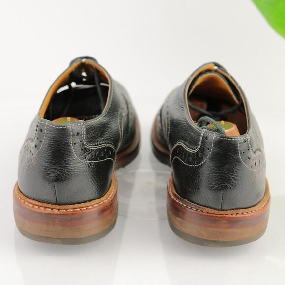 Stacy Adams Mens Oxford Size 9.5 D Black Leather Wingtip Brogue Derby Dress Shoe - Picture 4 of 12